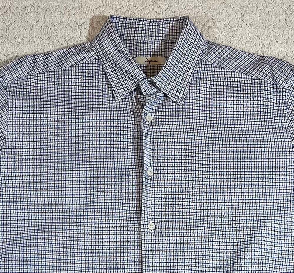 Ingram Blue Brown Micro Check Button Down Shirt Size M